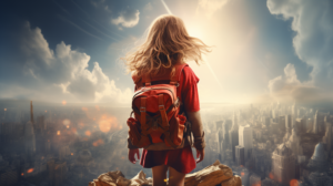 surion be a girl kid as superhero with a backpack looking over 556babde d1e0 4ef9 8df8 85169be2ea8d - aKadeemi